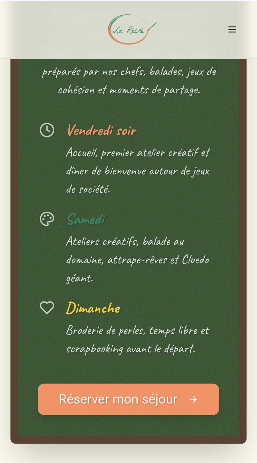 Le site en ligne sur mobile